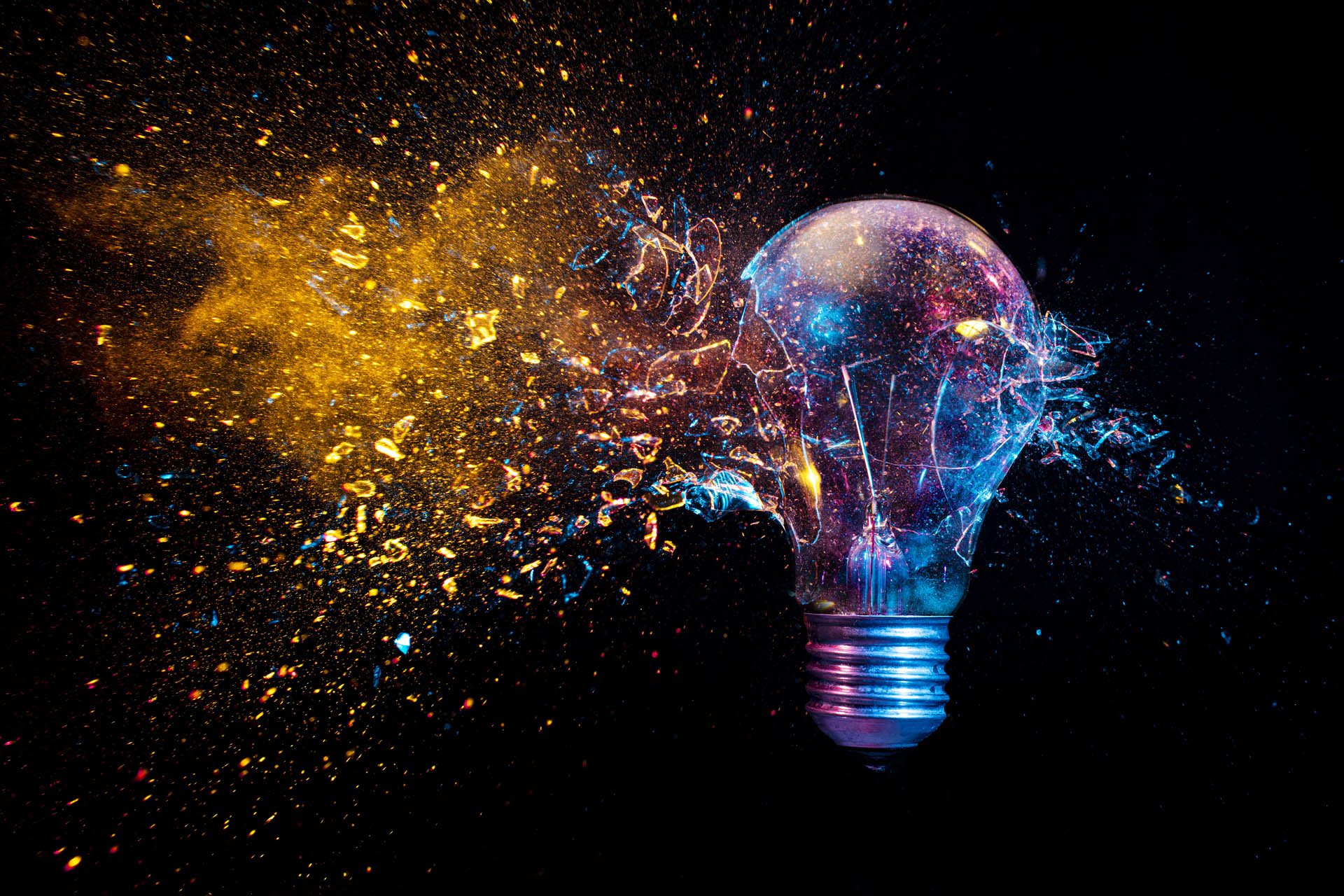 explosion of a traditional electric bulb. shot taken in high spe